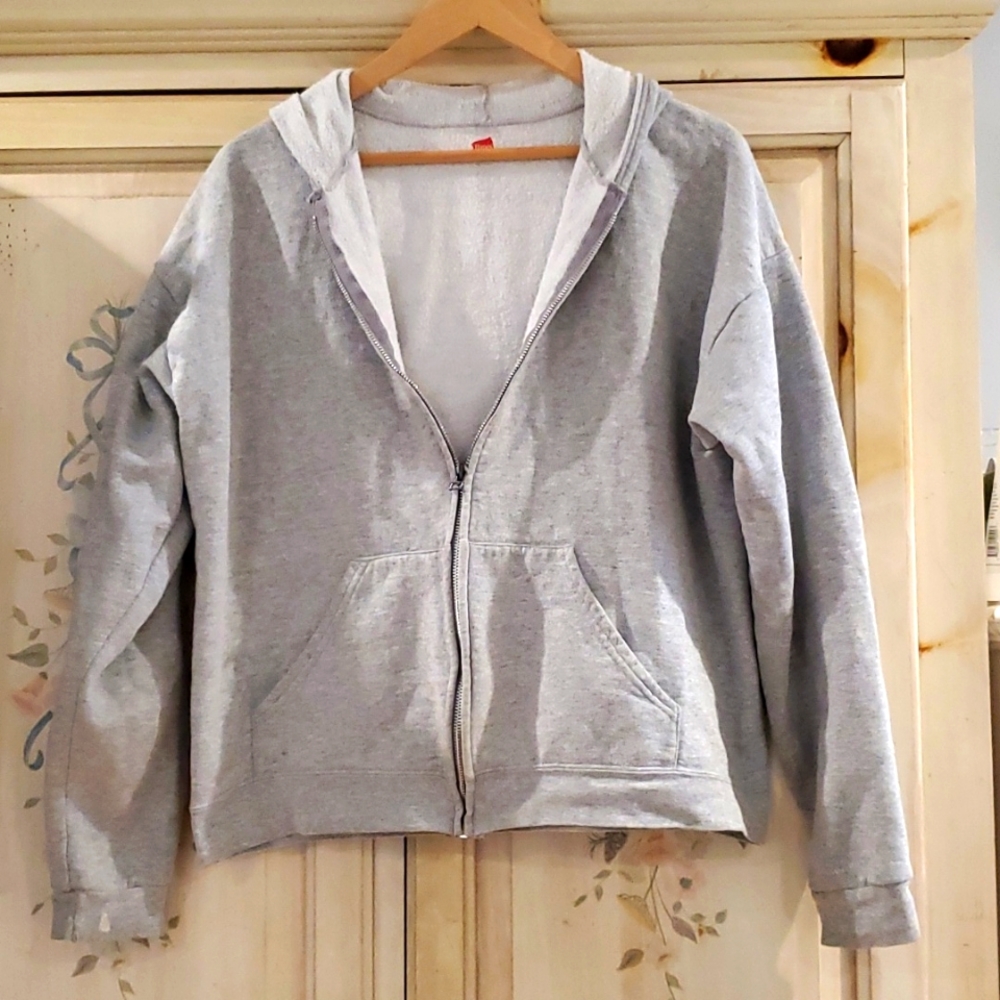 Gray hoodie zipper down xl